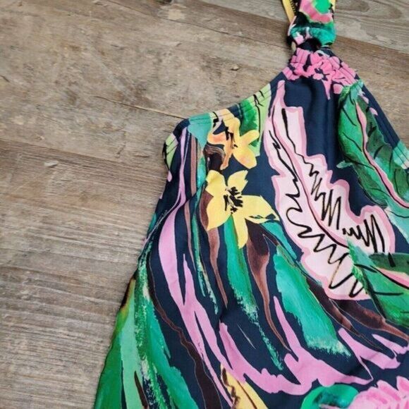 NEW Birdsong Sz 24W Waikiki Floral Plus Size Flyaway Underwire Tankini Swim Top - Picture 7 of 11